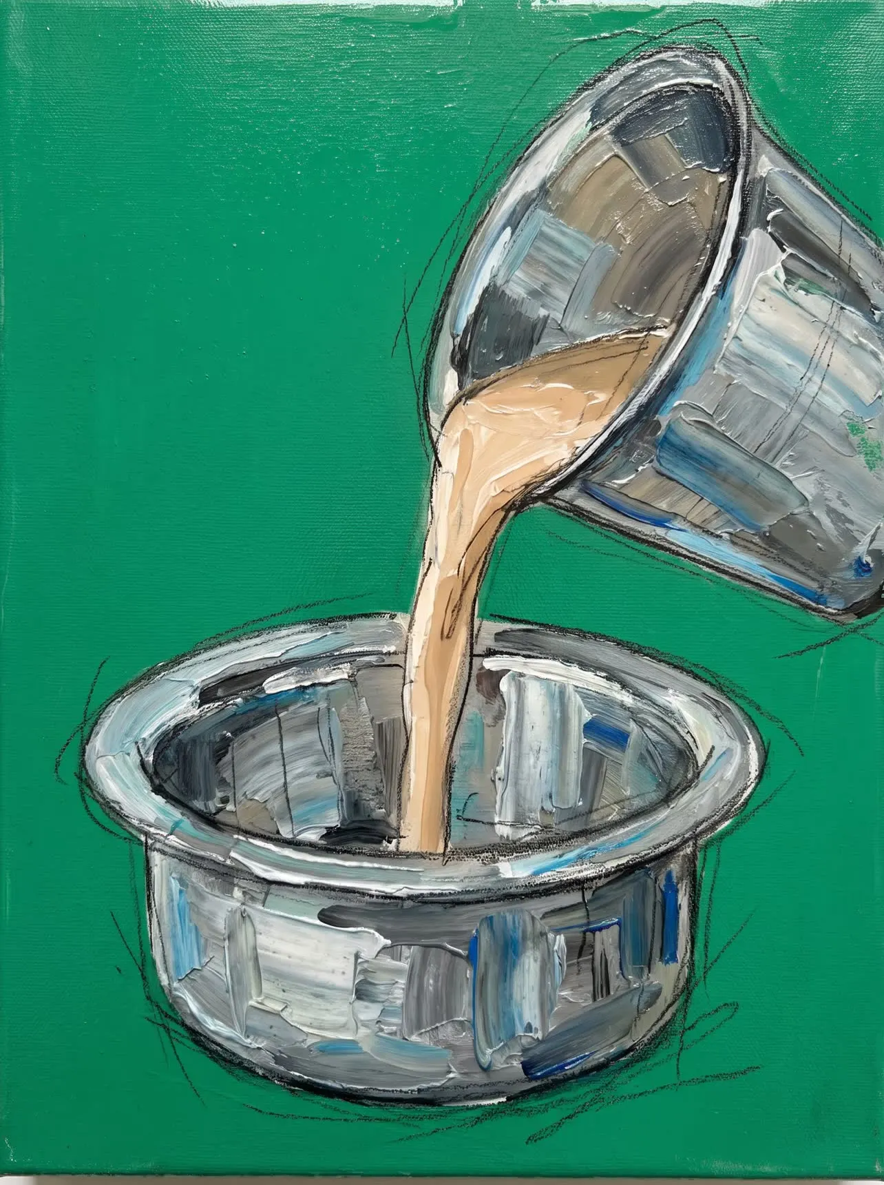A brass coffee filter, close